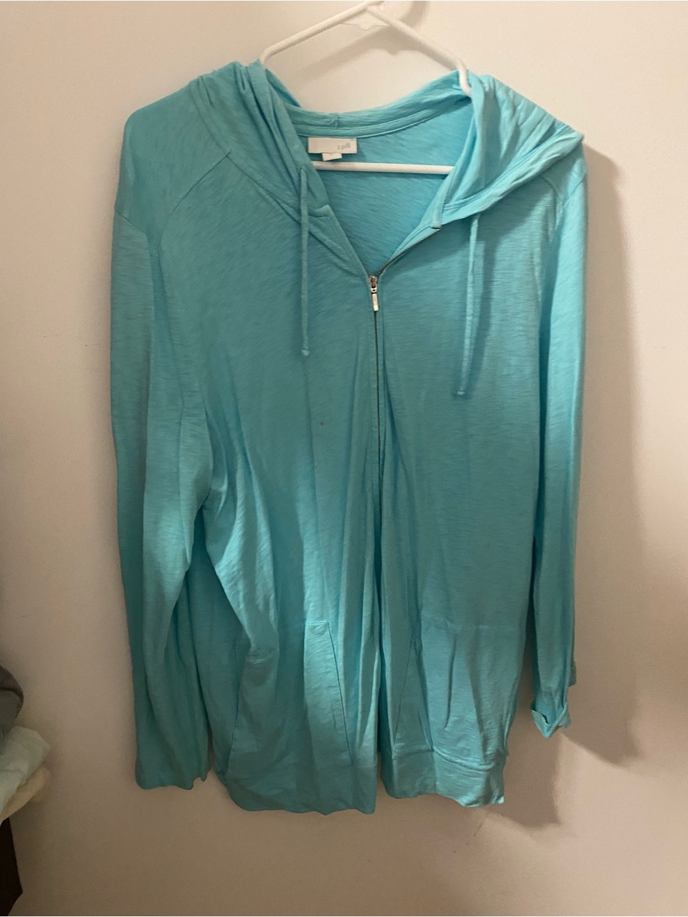 J. Jill Aqua Zip Hoodie Swim Cover-Up
